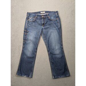 Ariat Rebar Mid Rise Boot Jeans Womens 32 (Meas 36x26.5) Crop Blue Utility